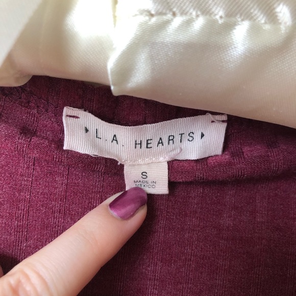 LA Hearts Burgundy Lace Up Crop Top - Picture 6 of 8